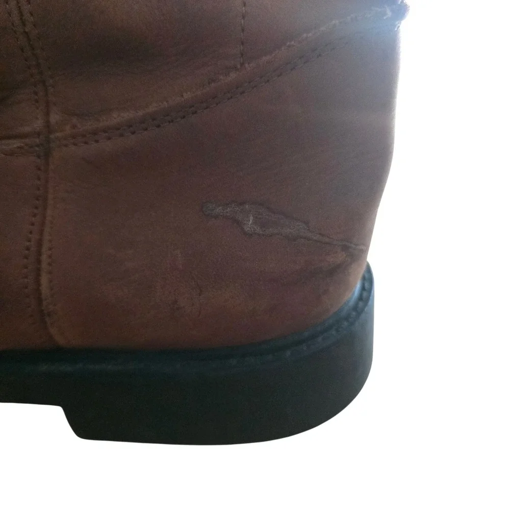 Justin Brands Brown Leather Roper Boots Kids Size 5.5D 4782Y Western Pull On
